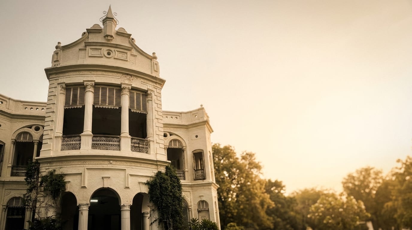 Dalmia Bhawan facade at golden hour